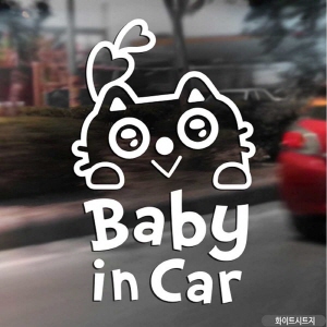 아이티알,LX 자동차스티커 baby in car 루돌캣 화이트 영문