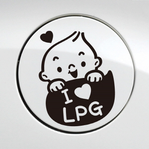 아이티알,LX 귀요미아기 아이러브 LPG 자동차 주유구스티커 블랙